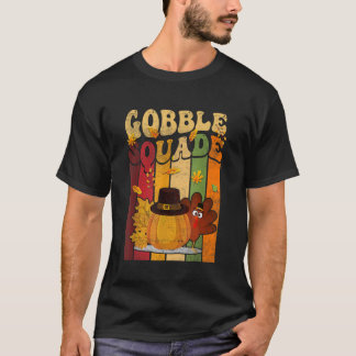 Gobble Squad Pumpkin Leaf Erntedank Day Men Wom T-Shirt