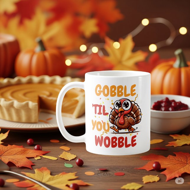 Gobble "Til You Wobble - Erntedank Türkei Kaffeetasse (Von Creator hochgeladen)