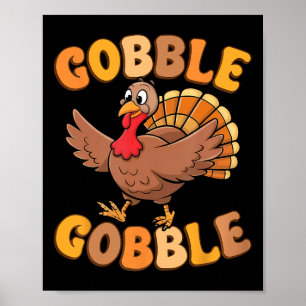 Gobble Turkey Day Erntedank Familie Türkei Trot Poster