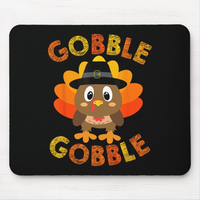 Gobble Turkey Little Boys Girls Kinder Erntedank Mousepad (Vorne)