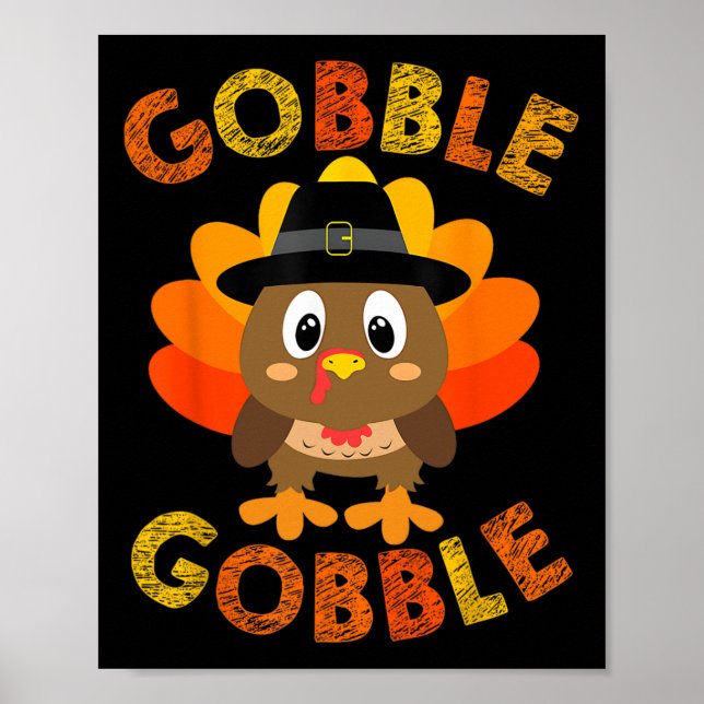 Gobble Turkey Little Boys Girls Kinder Erntedank Poster (Vorne)
