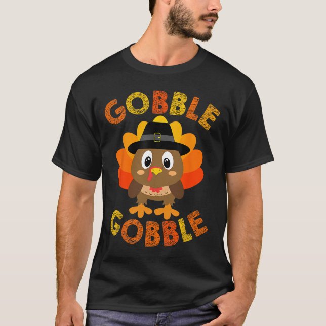 Gobble Turkey Little Boys Girls Kinder Erntedank T-Shirt (Vorderseite)