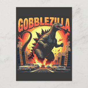 Gobblezilla Gruseliger Truthahn Erntedankfest Gobb Einladungspostkarte