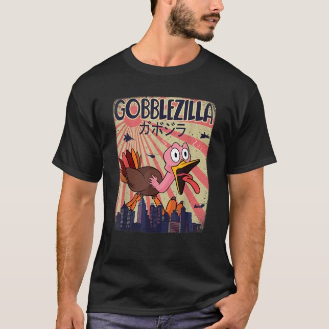 Gobblezilla Türkei Erntedank T Shirt (Vorderseite)