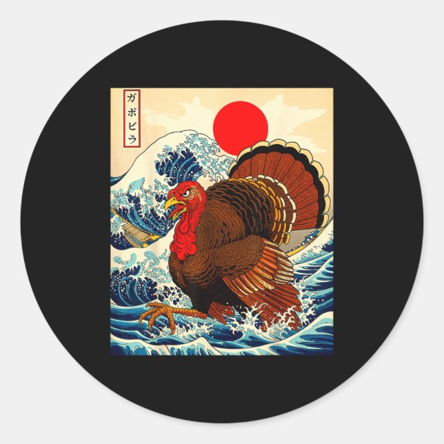 Gobblezilla Turkey Funny Thanksgiving For Men Wome Runder Aufkleber (Vorderseite)