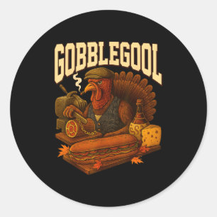 Gobbol Truthahn Gobble Gool Erntedankfest Retro  Runder Aufkleber