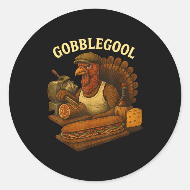 Gobbol Turkey Baker Thanksgiving  Runder Aufkleber (Vorderseite)