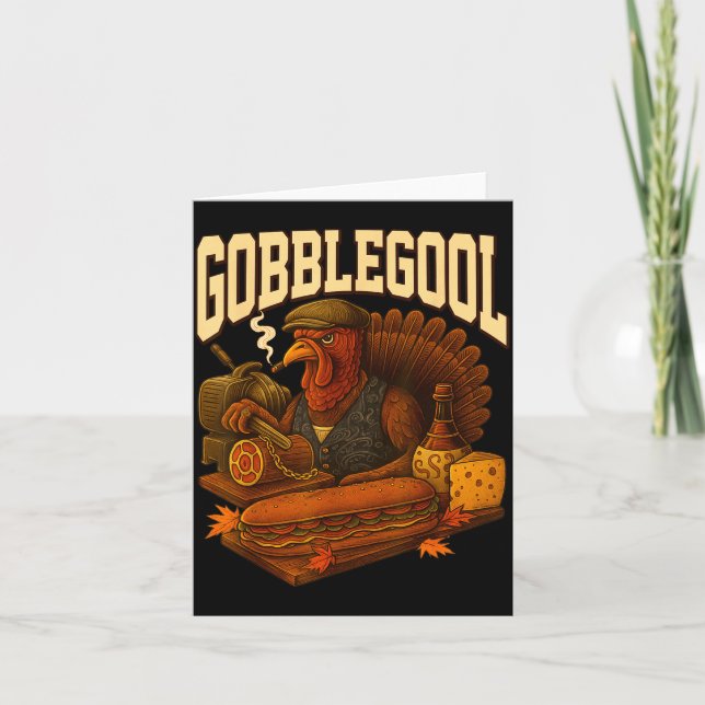 Gobbol Turkey Gobble Gool Thanksgiving Retro  Karte (Vorderseite)