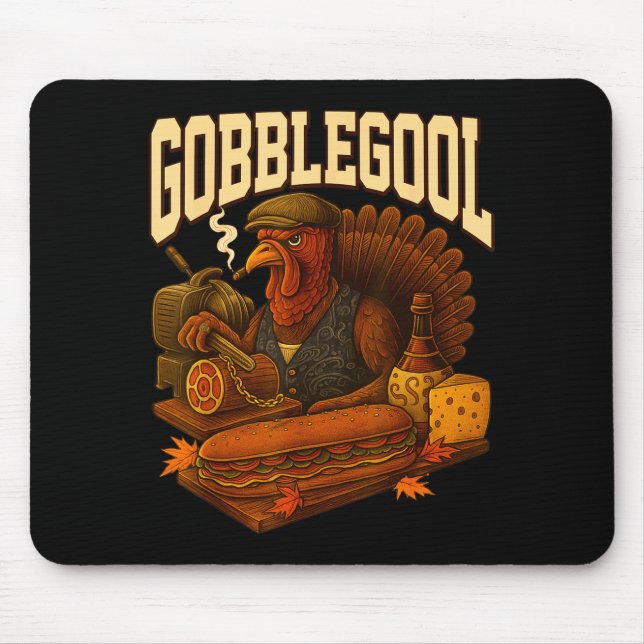 Gobbol Turkey Gobble Gool Thanksgiving Retro  Mousepad (Vorne)