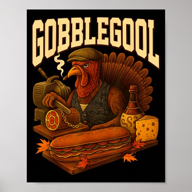 Gobbol Turkey Gobble Gool Thanksgiving Retro  Poster (Vorne)