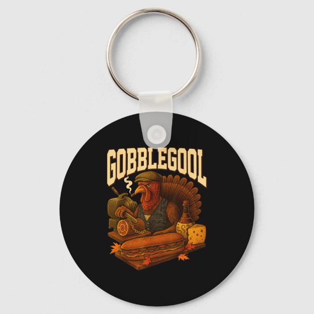 Gobbol Turkey Gobble Gool Thanksgiving Retro  Schlüsselanhänger (Vorderseite)
