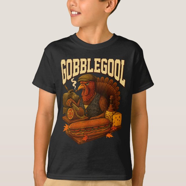 Gobbol Turkey Gobble Gool Thanksgiving Retro  T-Shirt (Vorderseite)