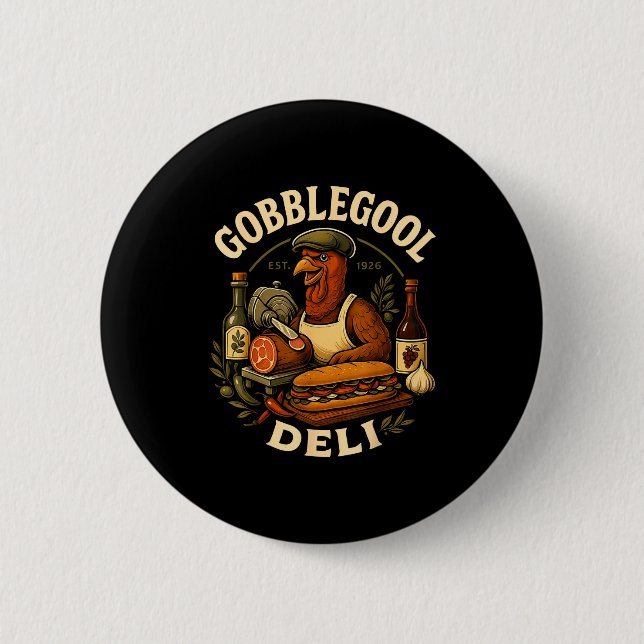 Gobbol Turkey Thanksgiving Italian Turkey Chef  Button (Vorderseite)