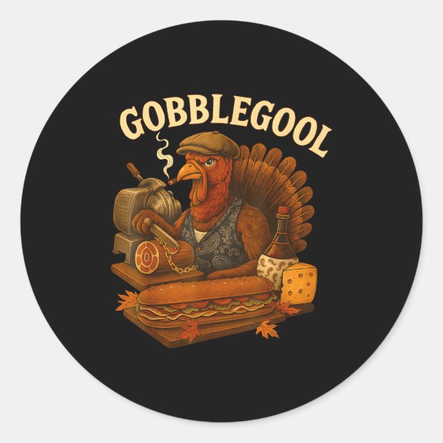 Gobbol Turkey Thanksgiving  Runder Aufkleber (Vorderseite)