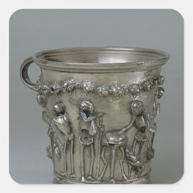 Goblet mit Skelettprägung Quadratischer Aufkleber (Vorderseite)