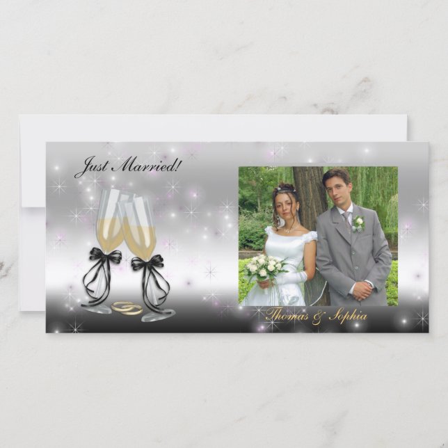 Goblets Sparkle Wedding Foto Card Ankündigung (Vorderseite)