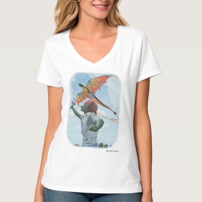Goblin Child Flying Dragon Drache Fantasy Art Shir T-Shirt (Vorderseite)
