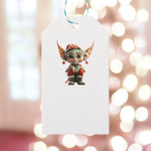 Goblin Christmas Elf White Gift Tags