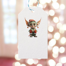 Goblin Christmas Elf White Gift Tags Geschenkanhänger