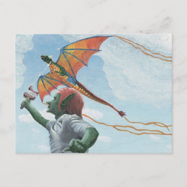 Goblin Fliegend Regenbogen Dragon Fantasy Postkart Postkarte (Vorderseite)