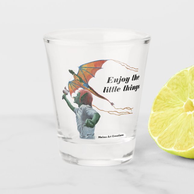 Goblin Flying Dragon Drache Fantasie Kunstschmiede Schnapsglas (Vorderseite)
