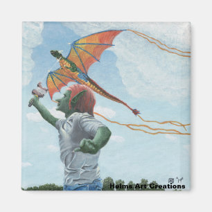 Goblin Flying Dragon Kite Fantasy Joy Magnet