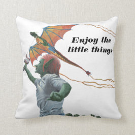 Goblin Flying Dragon Kite Fantasy Throw Pillow Kissen