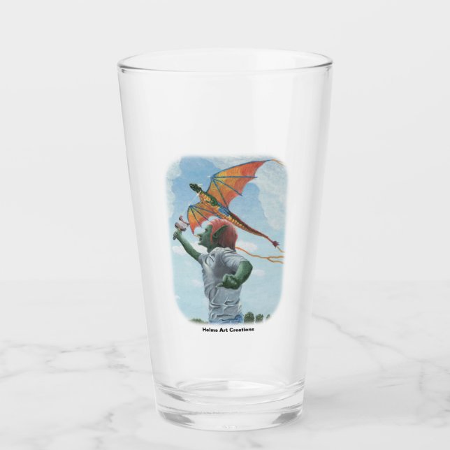 Goblin Flying Rainbow Dragon Fantasy Art Glass Cup Glas (Vorderseite)