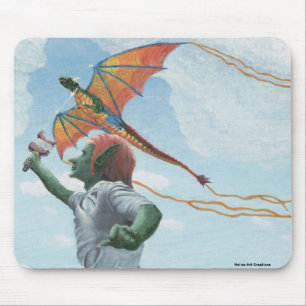 Goblin Flying Rainbow Dragon Kite Fantasy Mousepad