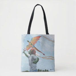 Goblin Flying Rainbow Dragon Kite Fantasy Tote Bag
