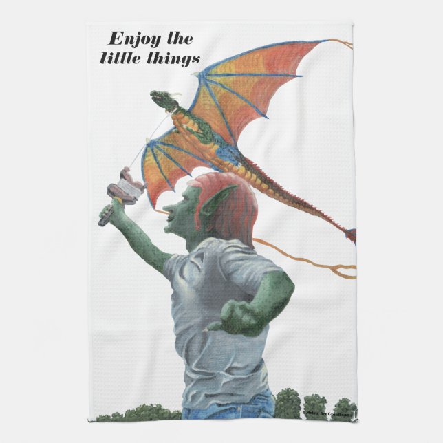 Goblin Flying Rainbow Dragon Kite Kitchen Towel Geschirrtuch (Vertikal)