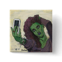 Goblin Girl Handy Selfasy Fantasy Art Button