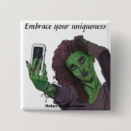 Goblin Girl Handy Selfasy Fantasy Art Button