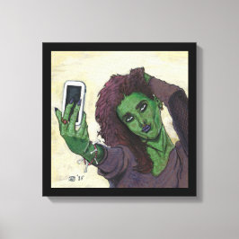Goblin Girl Handy Selfie Fantasy Art Canvas Print Leinwanddruck