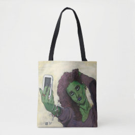 Goblin Girl Handy Selfie Graphic Tote Bag