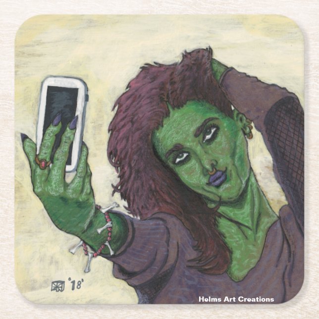 Goblin Girl Handy Selfie Paper Untersetzer Set (Vorderseite)
