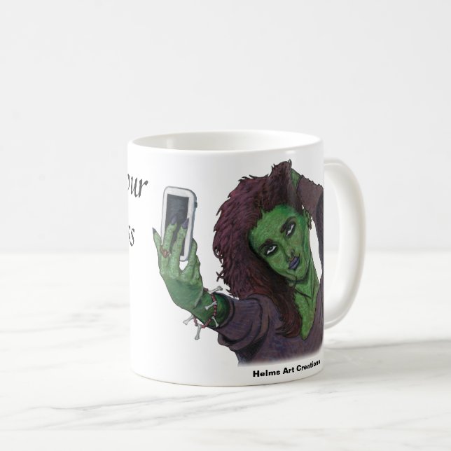 Goblin Girl Phone Selfie Fantasy Art Kaffeemaschin Kaffeetasse (VorderseiteRechts)
