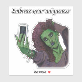 Goblin Girl Phone Selfie Fantasy Art Sticker