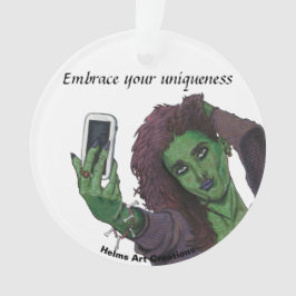 Goblin Girl Selfie Fantasy Art Riccione Ornament