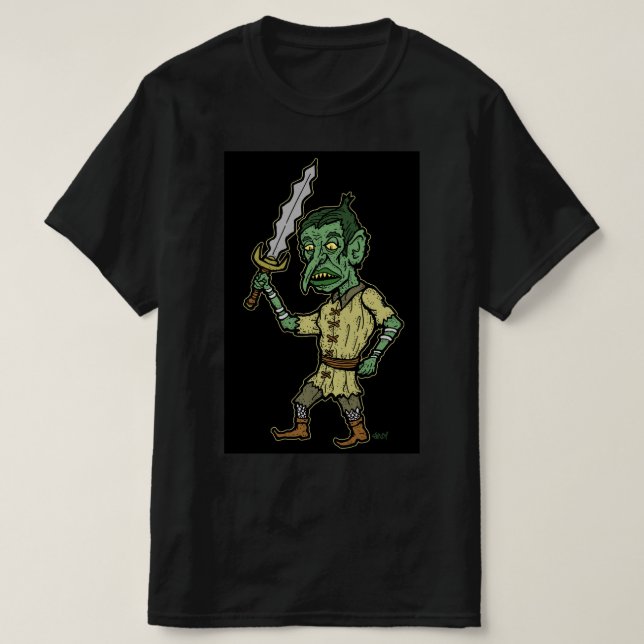Goblin-Kämpfer mit schwerem Schwert T-Shirt (Design vorne)
