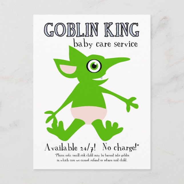 Goblin King Baby Care Service Postkarte (Vorderseite)