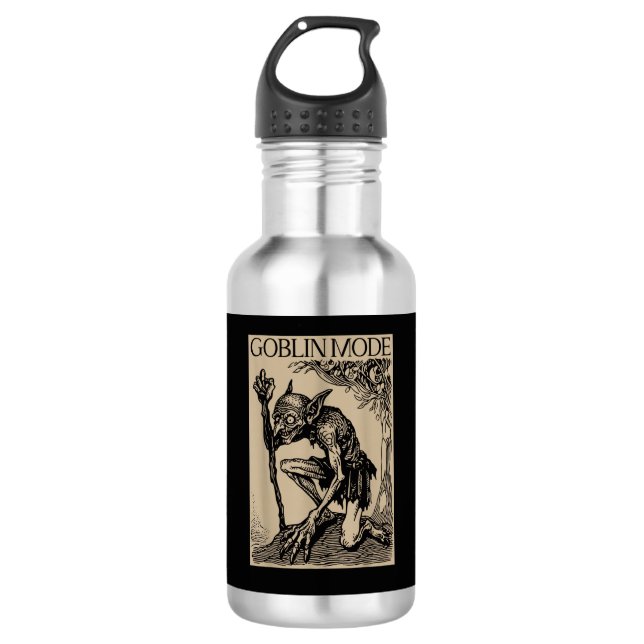 Goblin-Modus Goblincore Fairycore Mittelalter Grun Edelstahlflasche (Vorderseite)