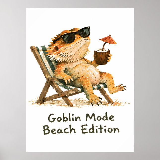 Goblin-Modus Strand Edition Bartagamen Kunst Poster (Vorne)