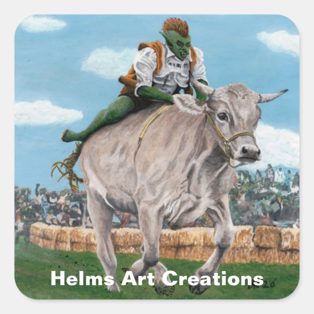Goblin Rider Ox Racer Fantasy Art Stickers (Vorderseite)