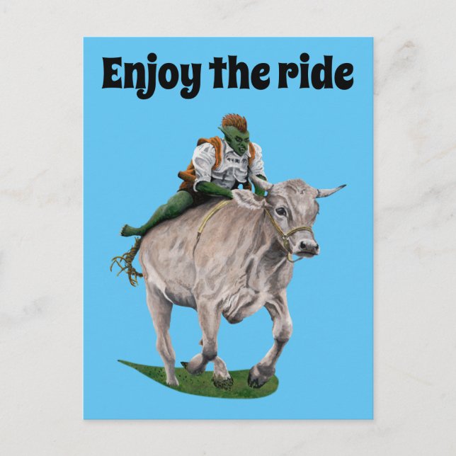 Goblin Rider Ox Racer Fantasy Camera Postkarte (Vorderseite)