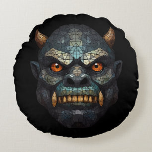 Goblin und Orc Portrait Rundes Kissen