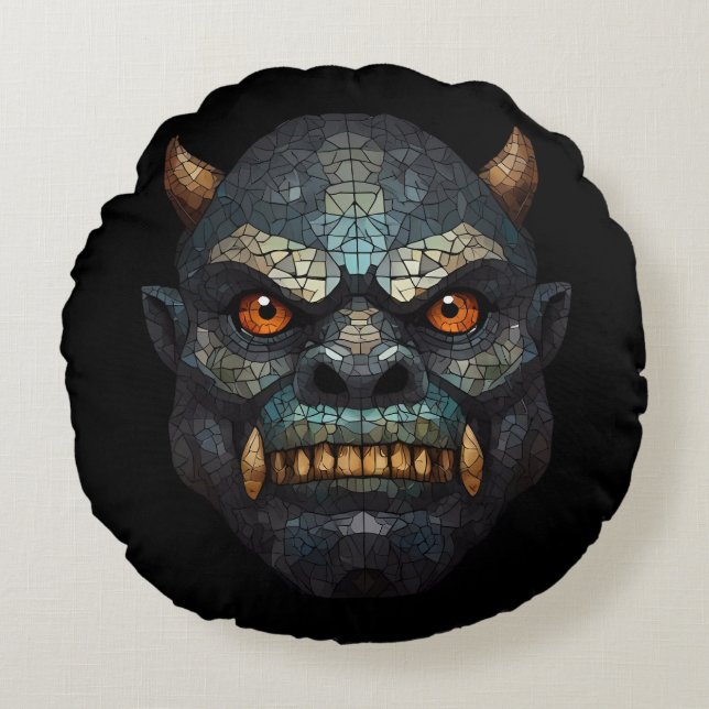 Goblin und Orc Portrait Rundes Kissen (Vorderseite)