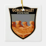 Goblin Valley Staat Park Utah Vintag Keramikornament<br><div class="desc">Goblin Valley Staat Park Kunstwerk Design. Der Park beherbergt Tausende von Hufeisen,  die als Goblins bezeichnet werden,  die aus Pilzfelsen bestehen,  von denen einige bis zu mehreren Metern hoch sind.</div>