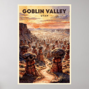 Goblin Valley Utah Vintage Reise Poster