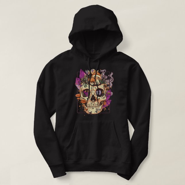 Goblincore Ästhetik. Grunge Moon Crystals Mushroo Hoodie (Design vorne)